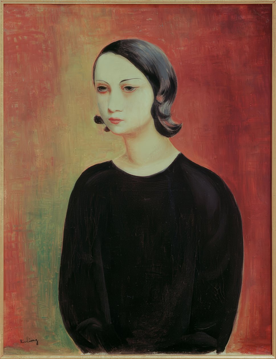 Rapariga com blusa preta de Moise Kisling