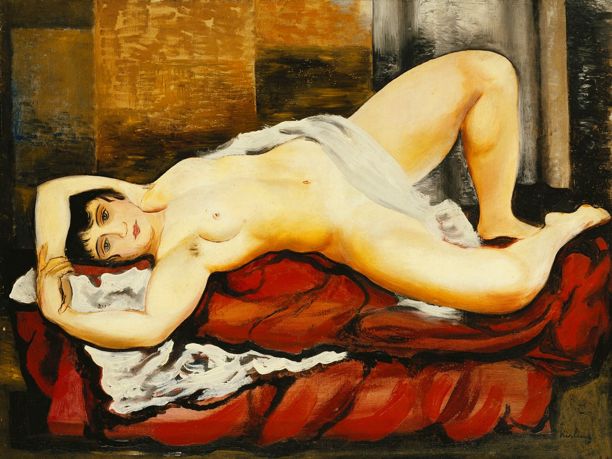 Nudez em lençol branco; Nu Couche au Drap Blanc de Moise Kisling