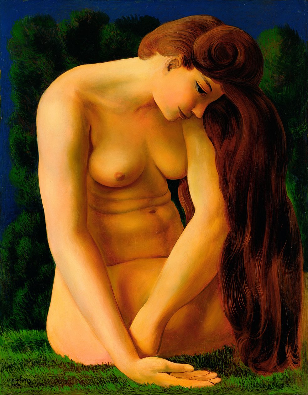 Nu sentado na relva de Moise Kisling
