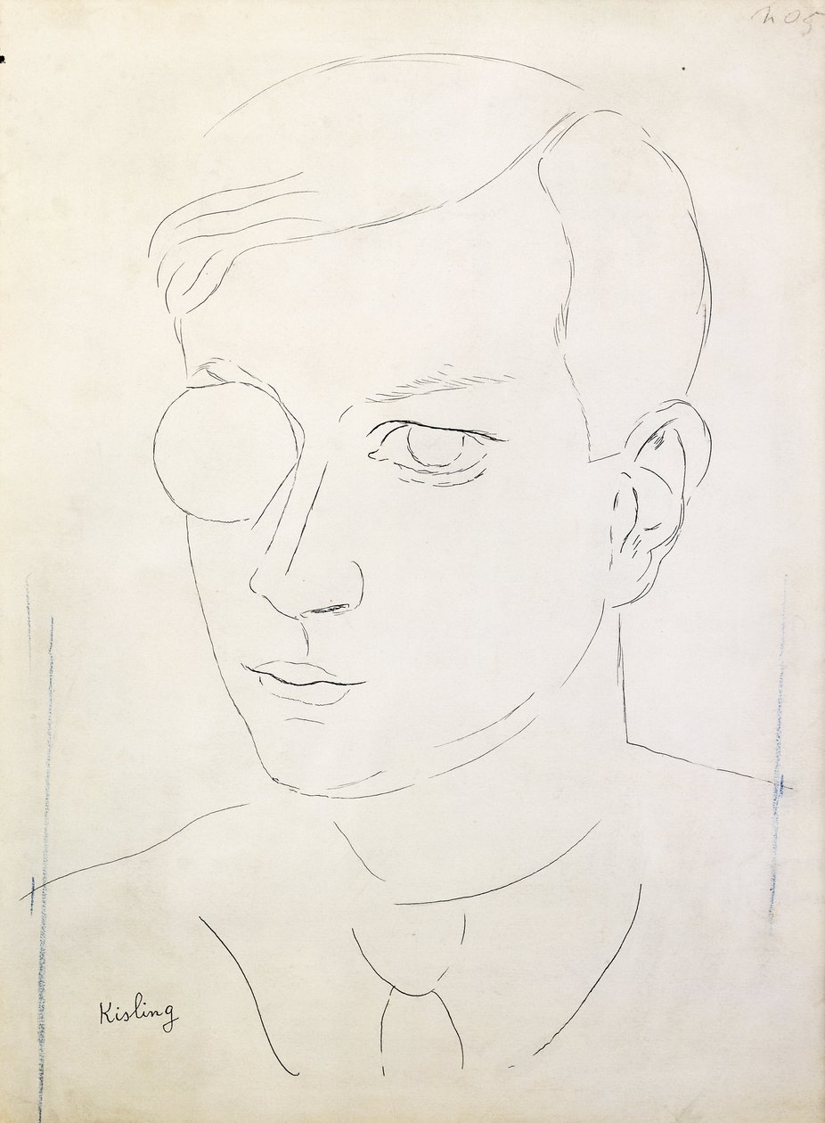 Retrato de Tristan Tzara; Portrait de Tristan Tzara de Moise Kisling