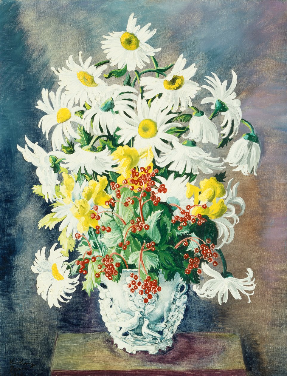 Margaridas brancas num vaso de Moise Kisling