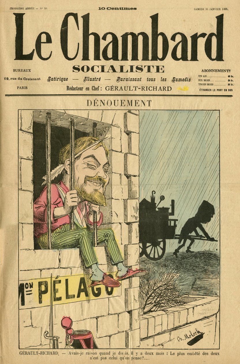 Ilustração de Moloch (1849-1909) para a capa do Le Chambard socialiste, no. 59 de Moloch