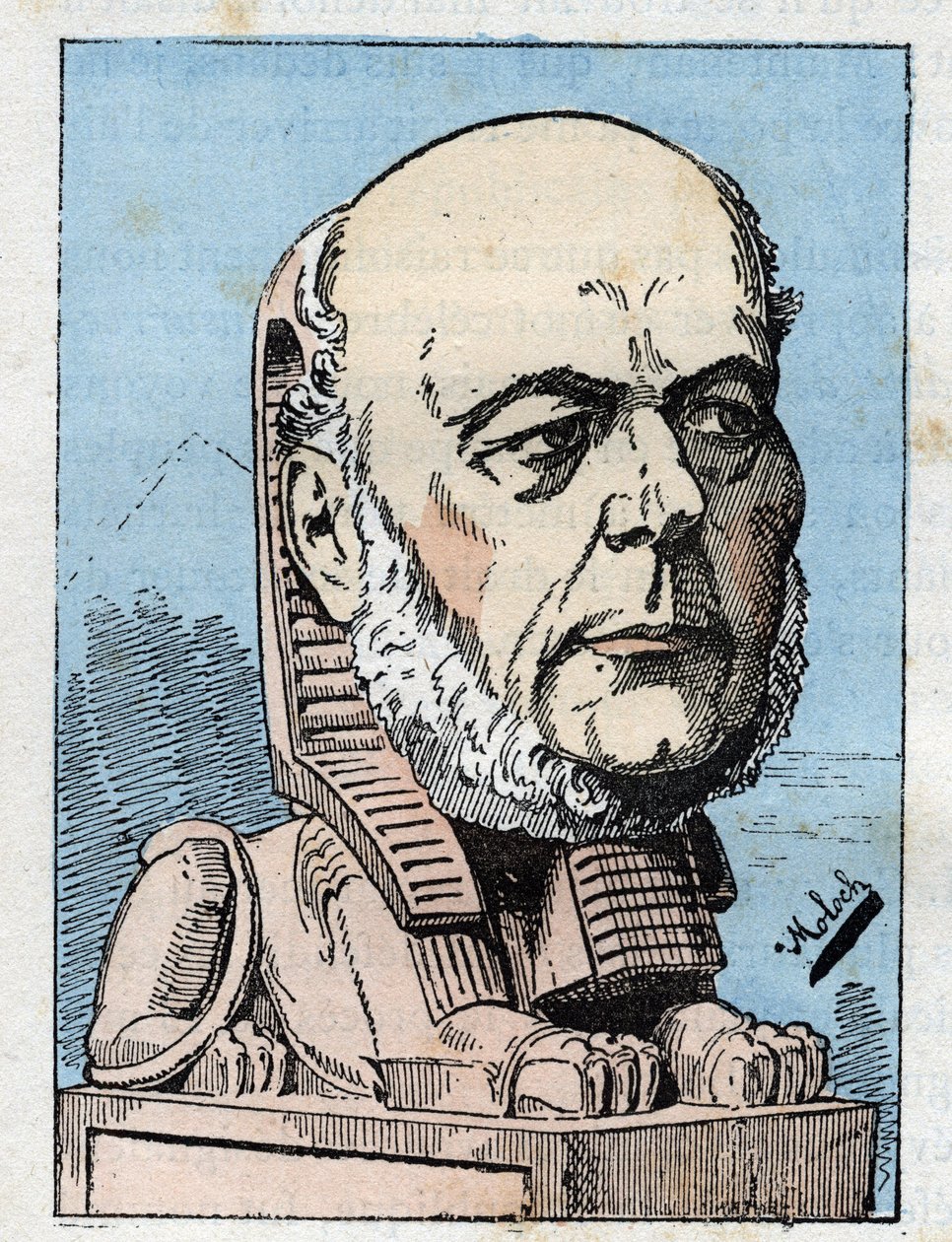 Retrato de Jules Grevy (1807-1891) presidente da República Francesa em "Le Trombinoscope" de Touchatout, caricatura de B. Moloch de 1882 (1849-1909). Coleção privada. de Moloch