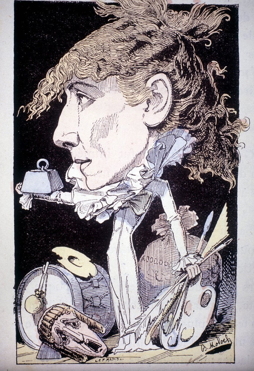 Desenho animado de Henriette Rosine Bernard, também conhecida como Sarah Bernhardt de Moloch