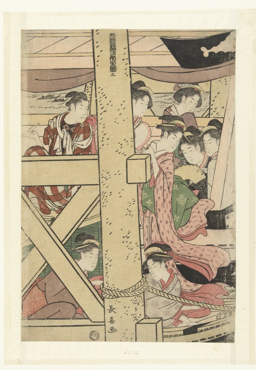 Apreciar o frio da noite num barco na Ryogoku
Ryogokubashi suzumibune no zu (título sobre o objecto) de Momokawa Chôki