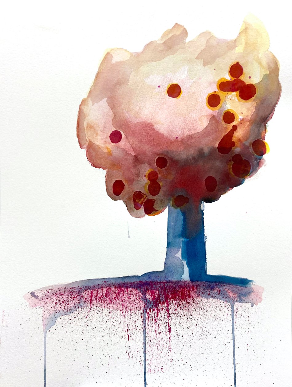 Red Spots, 2022 (aguarela sobre papel Langton, 300 g/m², prensado a frio) de Monica Perez Vega