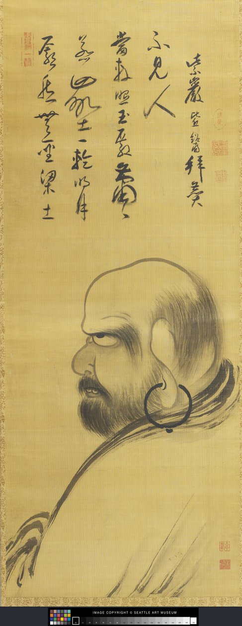 Retrato de Damo (Dharuma) (tinta sobre seda) de Monk Zhuofeng Xingjue
