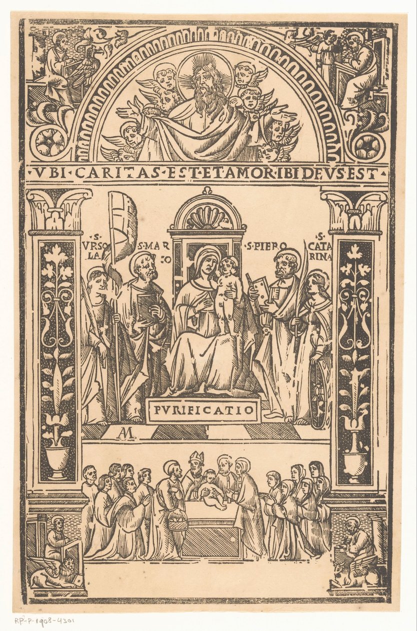 Maria com o Menino e os Santos Conversa Sagrada Sacra Conversazione de Monogrammist AM (prentmaker 16e eeuw)