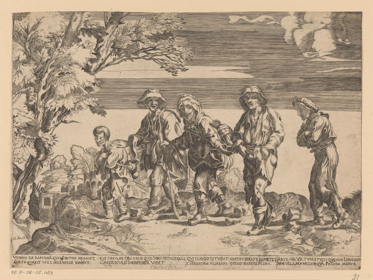 Grupo de mendigos na paisagem de Monogrammist CLPAGI
