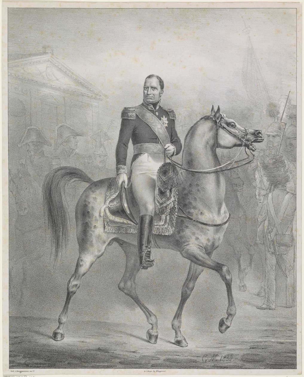 Retrato equestre de William I Frederik, rei dos Países Baixos de Monogrammist CM (Nederland)