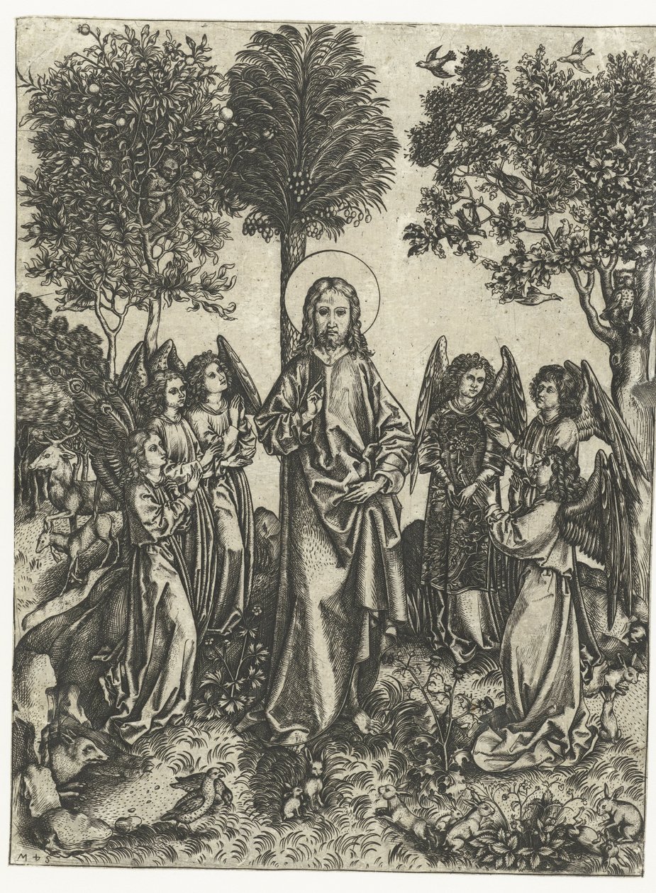 Cristo no deserto com anjos de Monogrammist IE