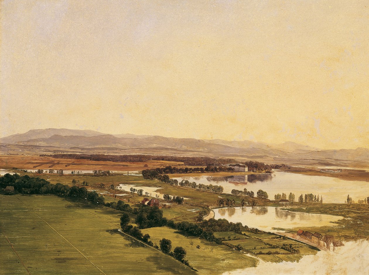 Paisagem com Castelo de Inzersdorf (em direção ao Anninger) de Monogrammist J.P.