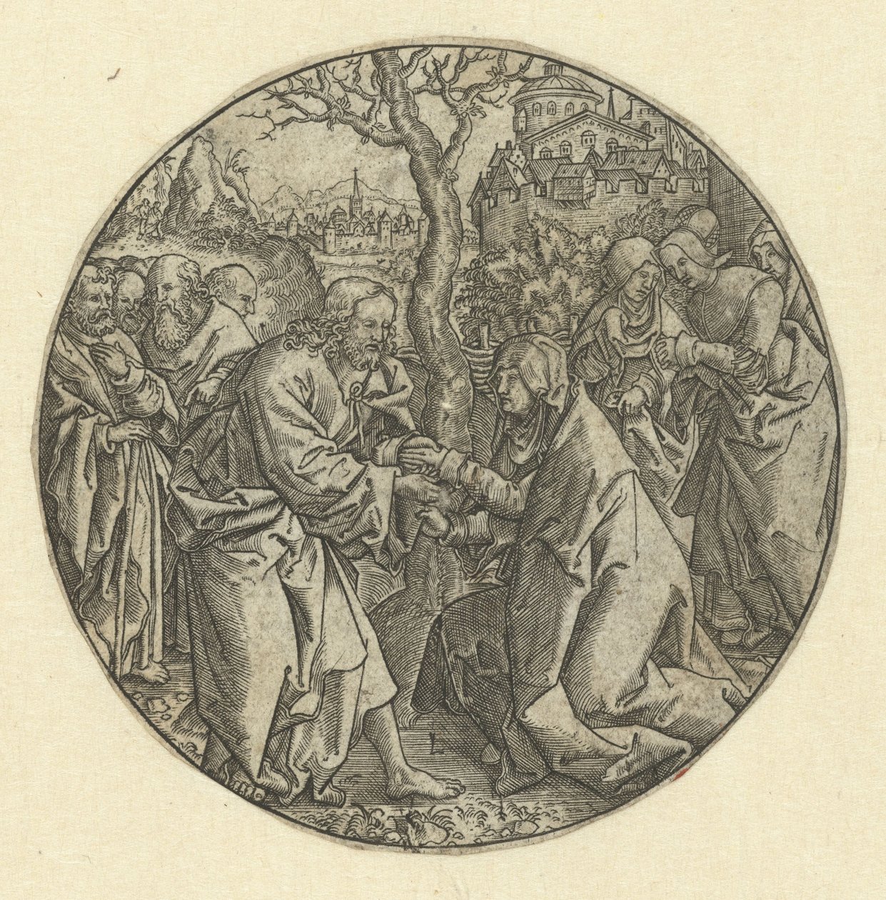 Cristo despede-se de Maria de Monogrammist L (graveur, Nederland)