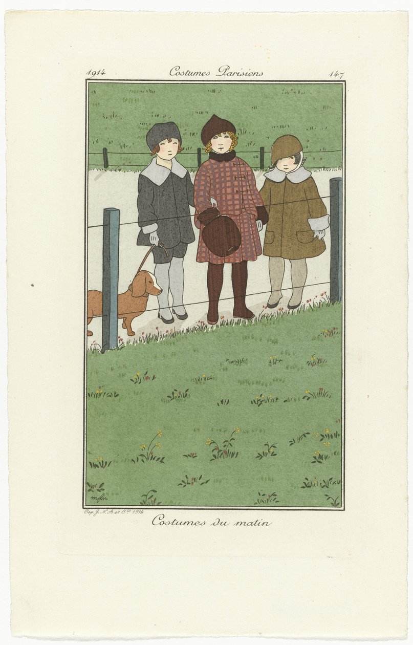 Journal des Dames et des Modes, Trajes parisienses, 1914, nº 147: Trajes matinais de Monogrammist MFN