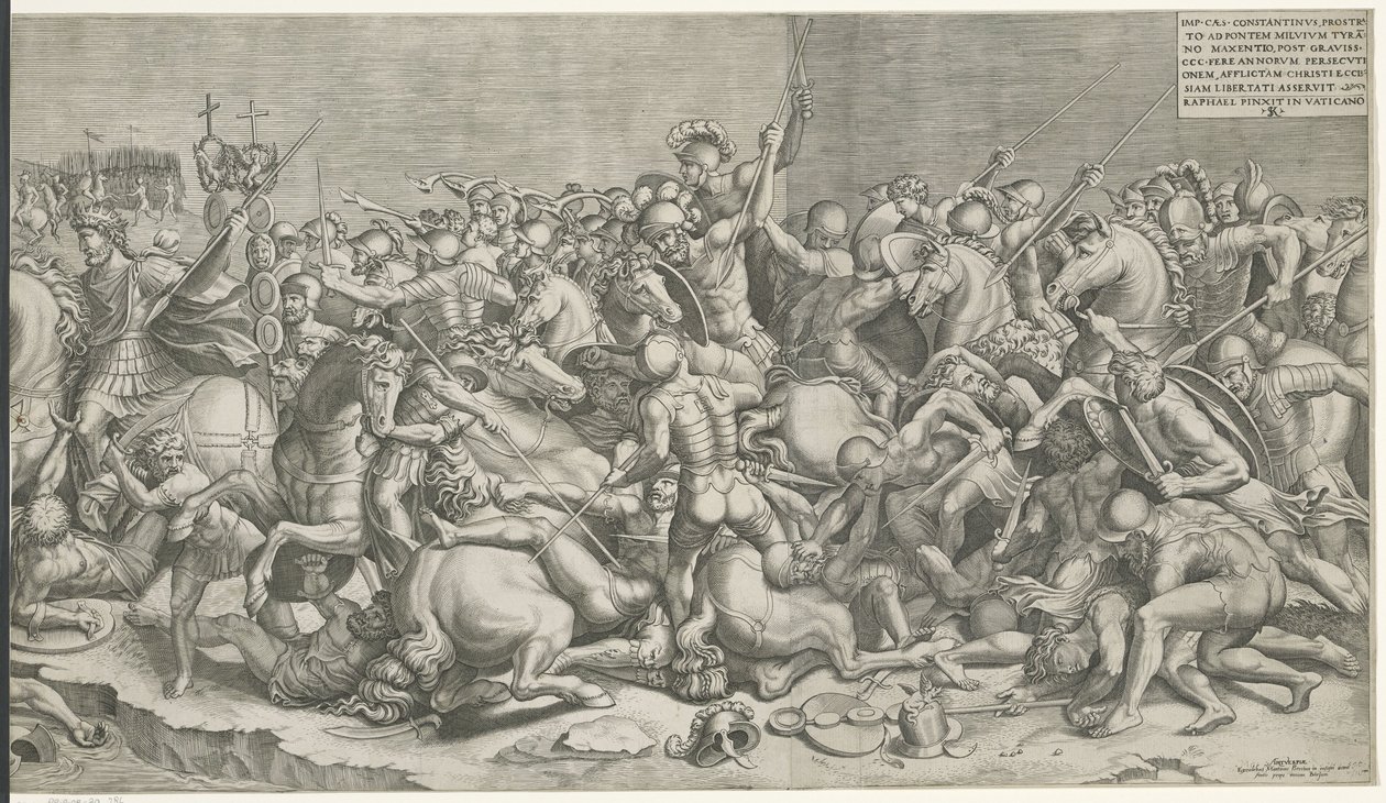 Batalha da Ponte Milvian (partes direitas) de Monogrammist SK (prentmaker)