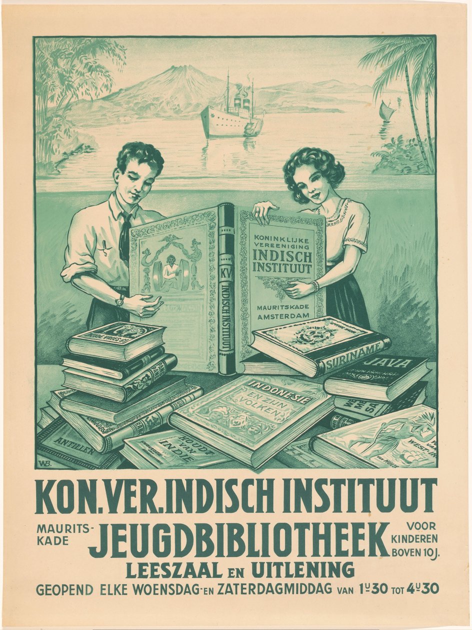 Cartaz para a biblioteca juvenil da Royal Association of the Indies Institute em Amsterdã de Monogrammist WB