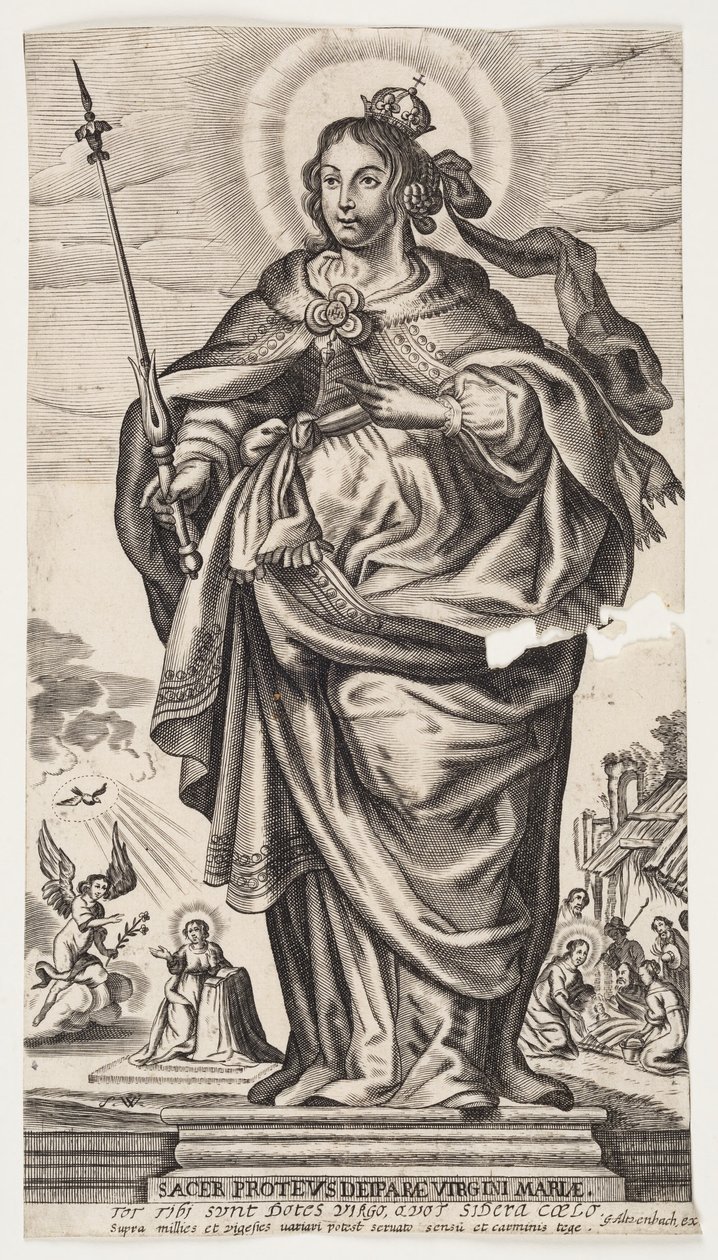 Virgem Maria com coroa e cetro de Monogrammist s.W.