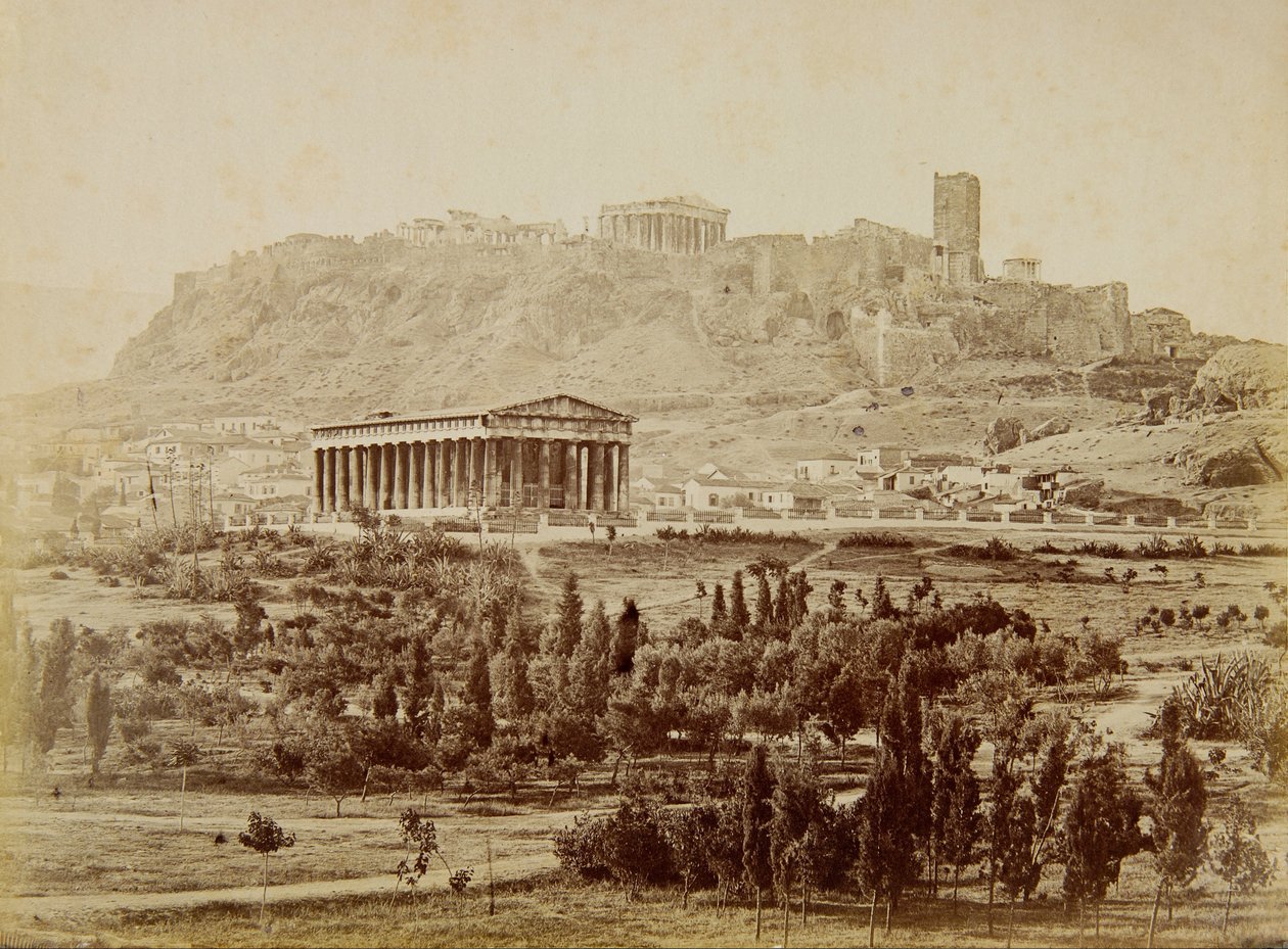 Vista da Theseion com a Acrópole à distância de Moraites Petros