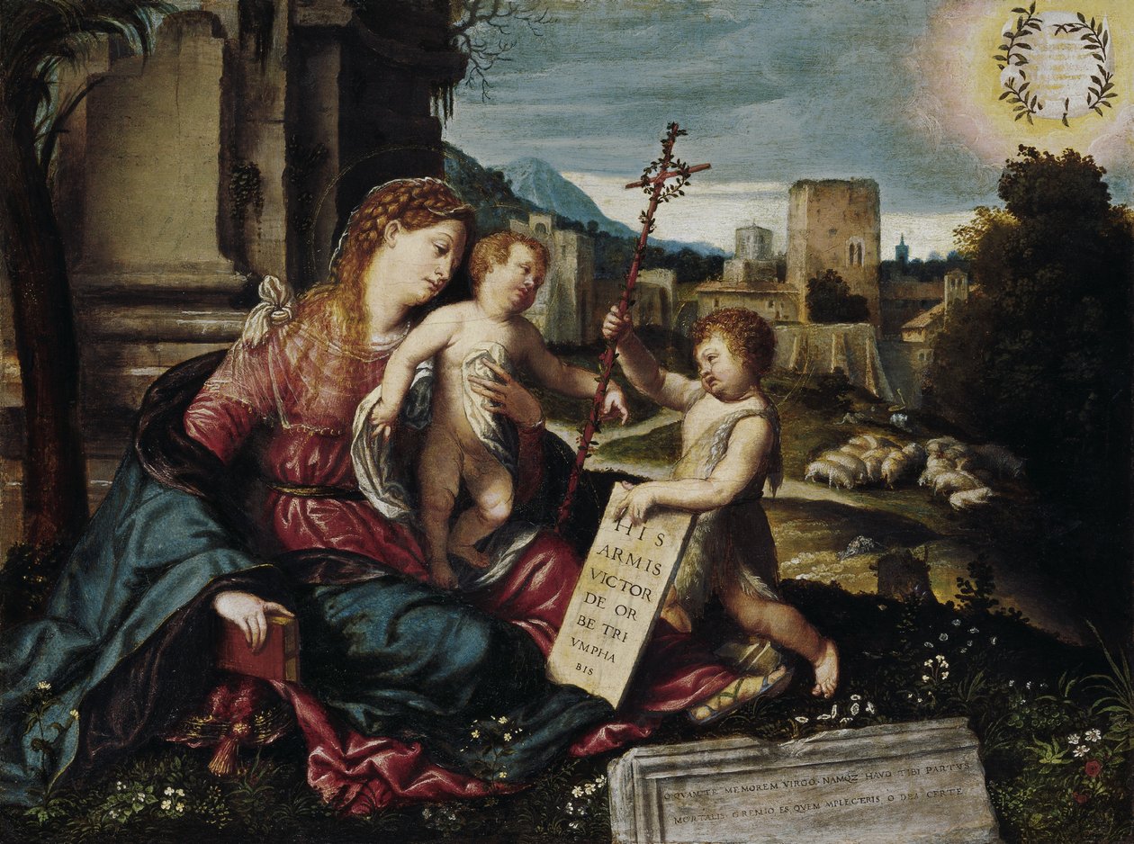 Madonna com criança e o jovem St John de Moretto da Brescia