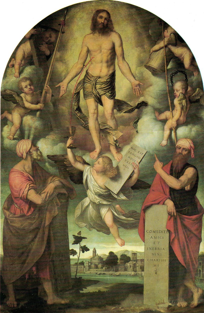 Cristo na Paixão com Moisés e Salomão de Moretto da Brescia