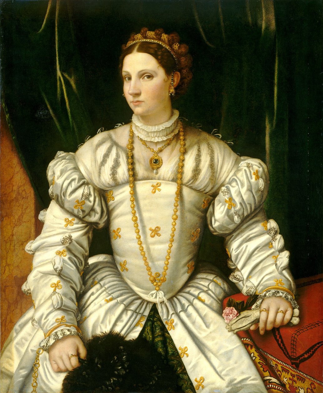 Retrato de uma dama de branco de Moretto da Brescia
