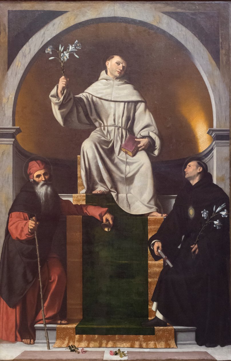 Santo António de Pádua entre Santo António Magno e Nicolau de Tolentino de Moretto da Brescia