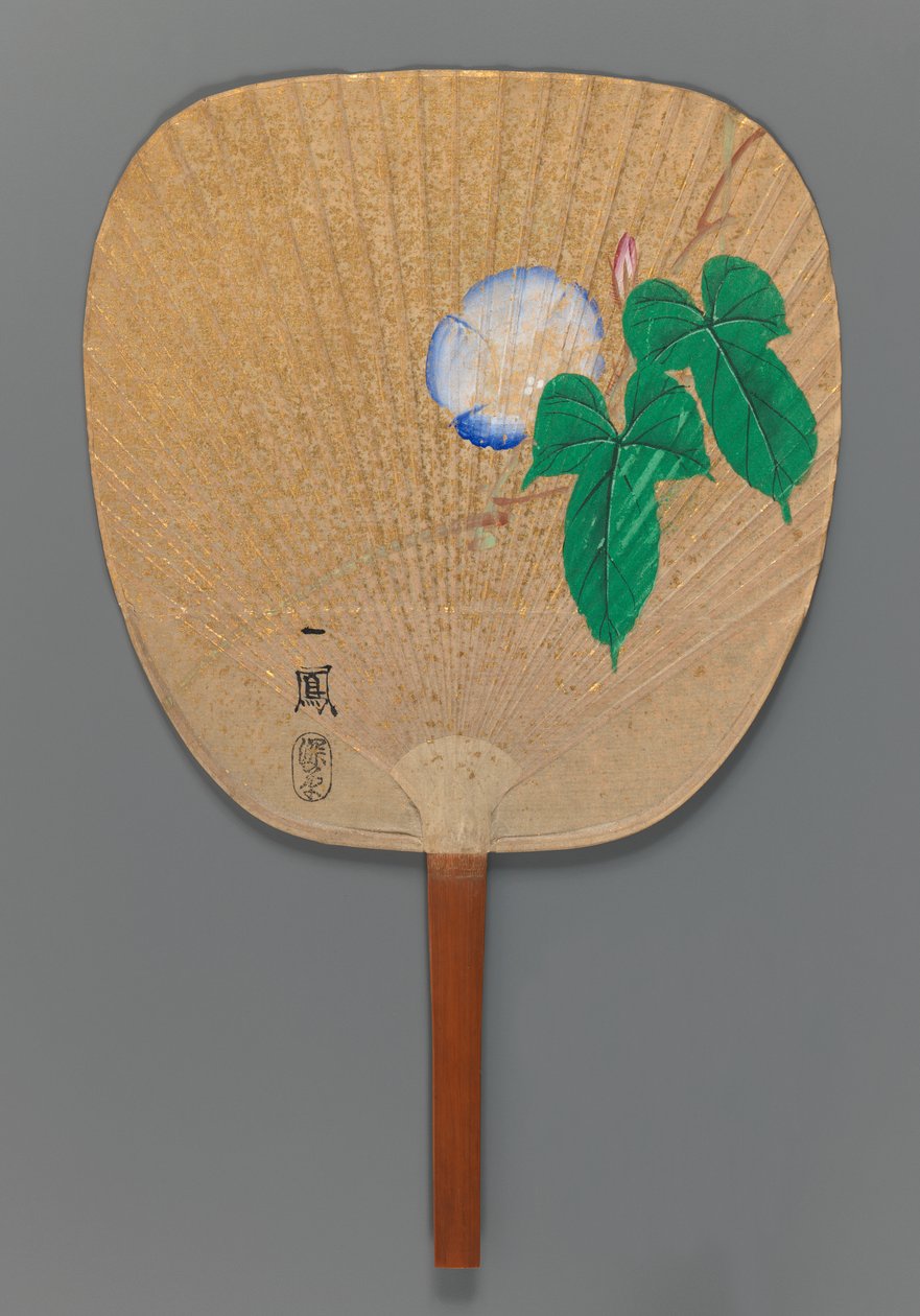 Morning Glory (reto), c.1870 (tinta, cor e mancha dourada no papel) de Mori Ippo