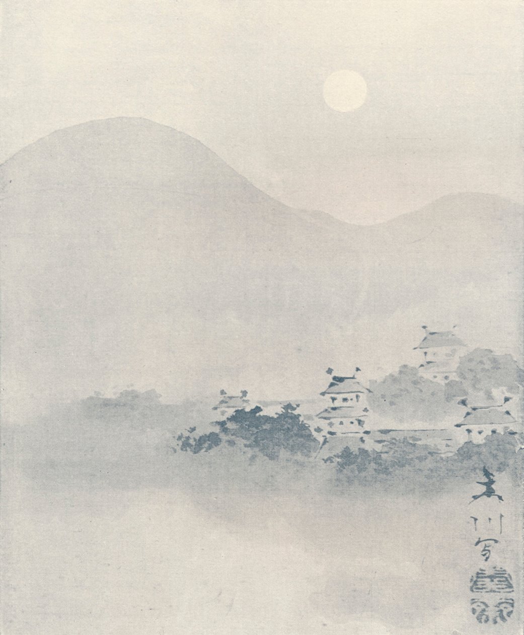 Névoa da noite no vale, c1801 de Mori Sosen