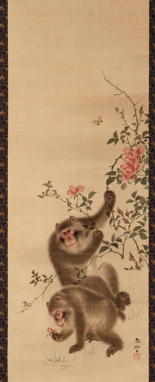 Macacos e rosas de Mori Sosen