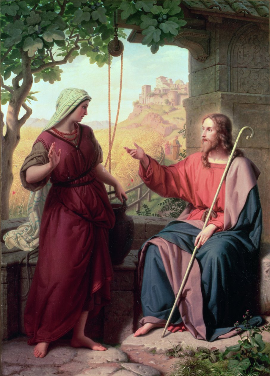 Cristo e a mulher de Samaria no poço, 1854 de Moritz Daniel Oppenheim