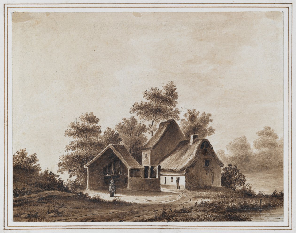Schubert do lado de fora de uma pousada em Tullin, perto de Viena, 13 de maio de 1823 (tinta e papel) de Moritz Ludwig von Schwind