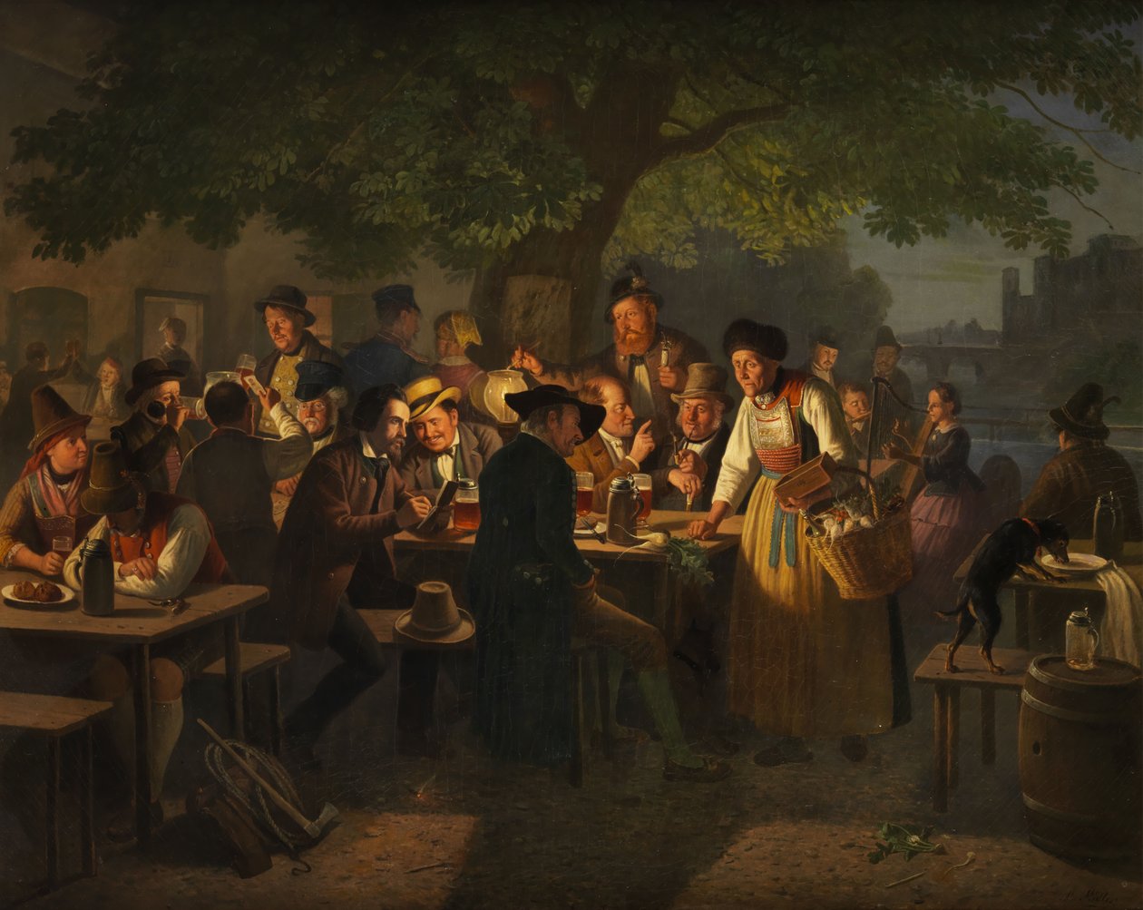 Cena noturna de jardim de cerveja com vendedor de rabanete de Moritz Muller