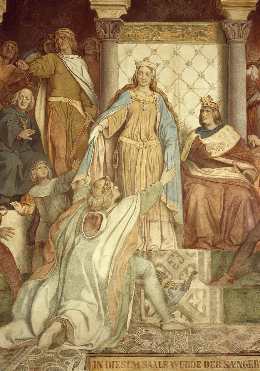 Detalhe de Der Saengerkreis, Castelo de Wartburg, c.184555 de Moritz Ludwig von Schwind