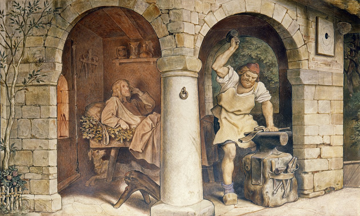 O Ferreiro de Ruhla, c.1854 (detalhe) (veja também 311146) de Moritz Ludwig von Schwind