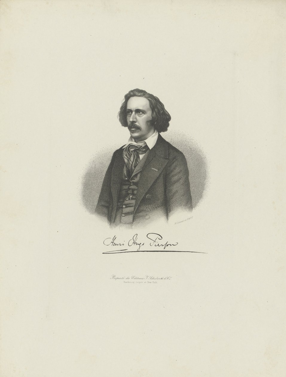Retrato do compositor Henry Hugo Pierson 1815-1873, c. 1850. de Moritz Laemmel