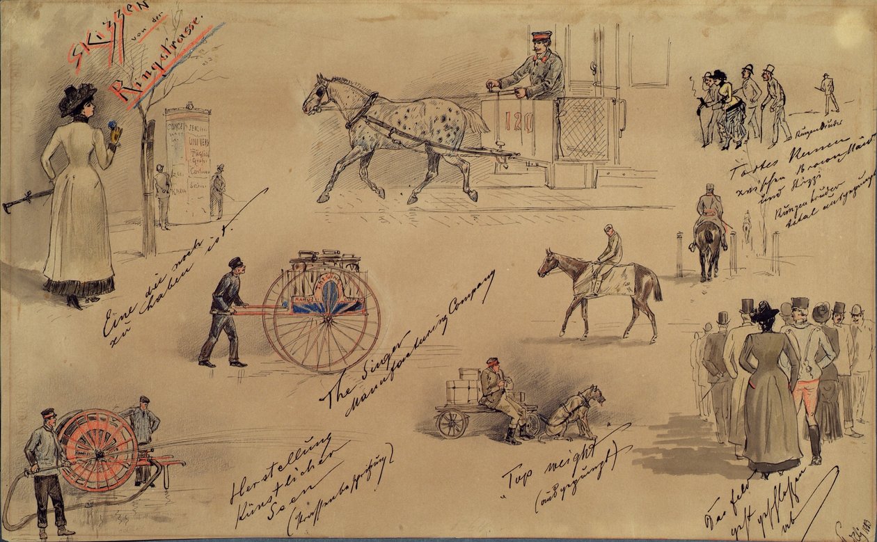 Tipos vienenses 1883 (esboços da Ringstrasse) de Moritz Ledeli
