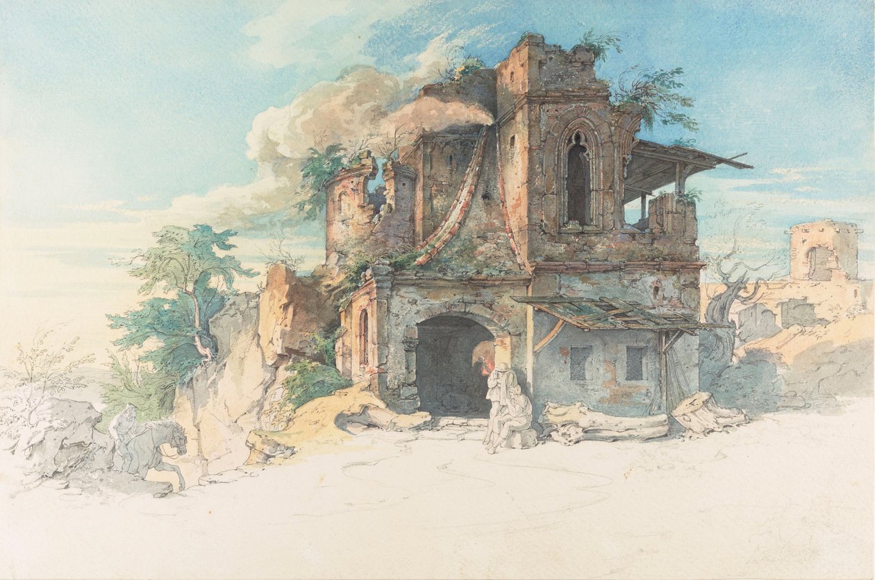 Ilustração para a balada Der Gang nach dem Eisenhammer de Friedrich Schiller. de Moritz Ludwig von Schwind