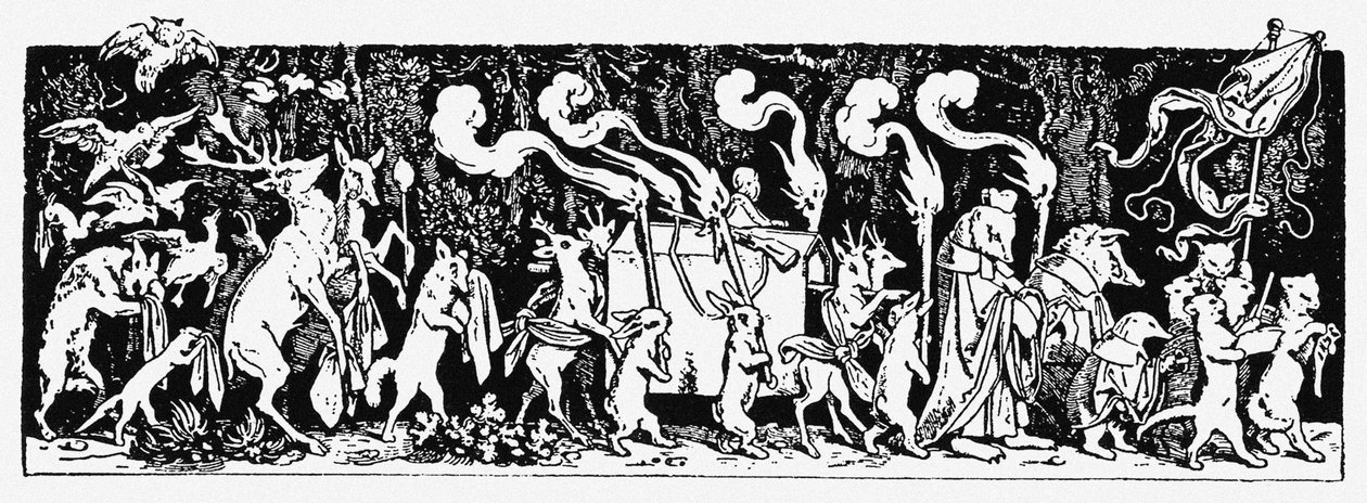 O cortejo fúnebre do caçador De: Munich Bilderbogen No 44 de Moritz Ludwig von Schwind