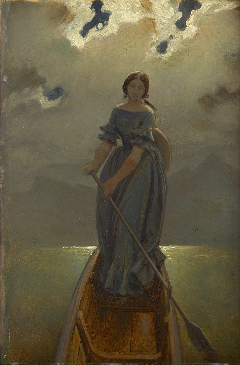 A baronesa Baronesa Marie Spaun em Gmundner See, c. 1851. de Moritz Ludwig von Schwind