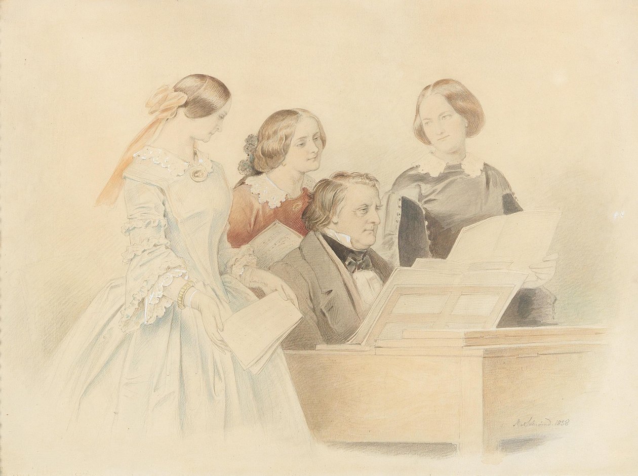 O ensaio com Franz Lachner, 1858. de Moritz Ludwig von Schwind