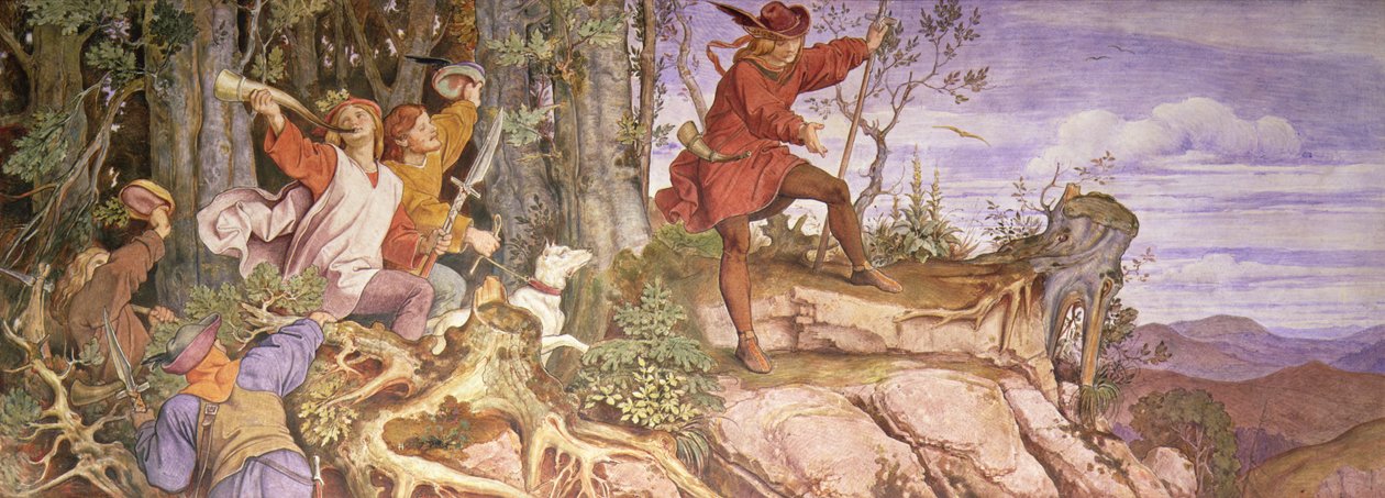 A lenda da fundação do Wartburg: Wartberg, você será um castelo para mim de Moritz Ludwig von Schwind