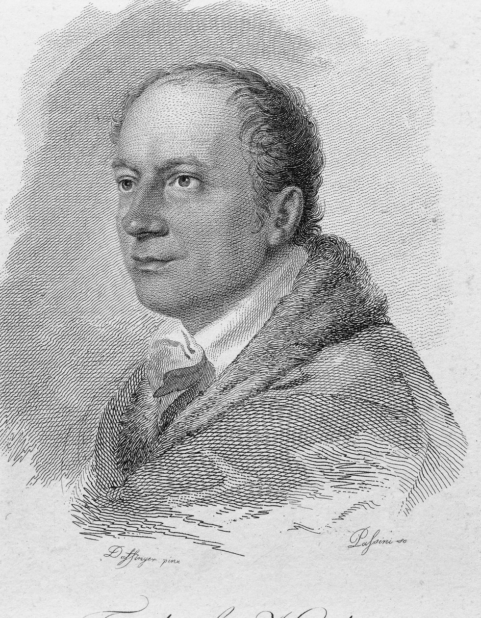 Retrato de Friedrich Kind, gravado por Passini (gravura) de Moritz Michael (after) Daffinger