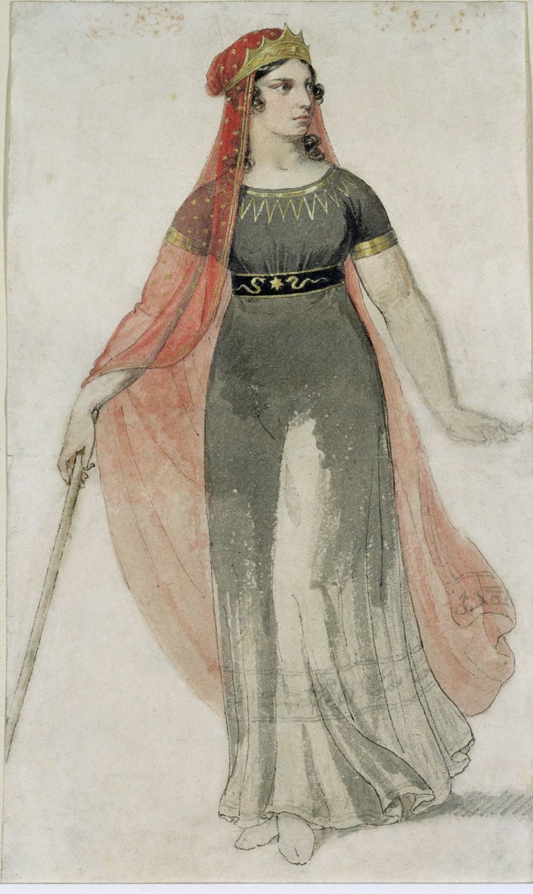 Figurino para Medeia, heroína de uma das peças de Franz Grillparzer ... de Moritz Michael Daffinger
