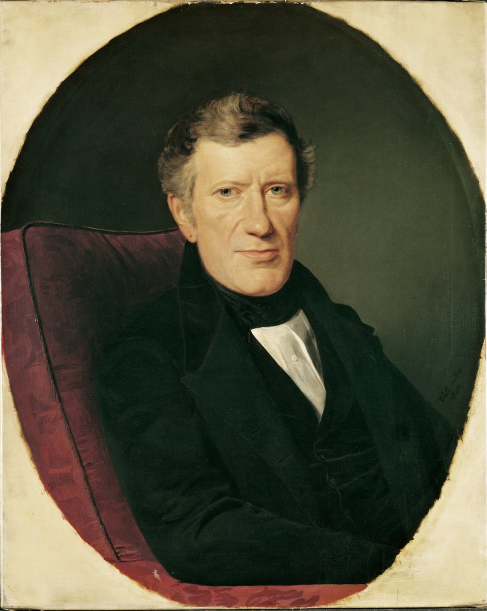 Franz Grillparzer, o mais célebre dramaturgo austríaco ... (óleo sobre cartão) de Moritz Michael Daffinger