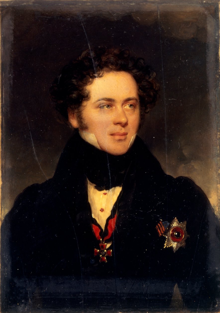 Retrato do conde Alexey Alexeyevich Perovsky 1787-1837, escritor Antony Pogorelsky, 1827 de Moritz Michael Daffinger