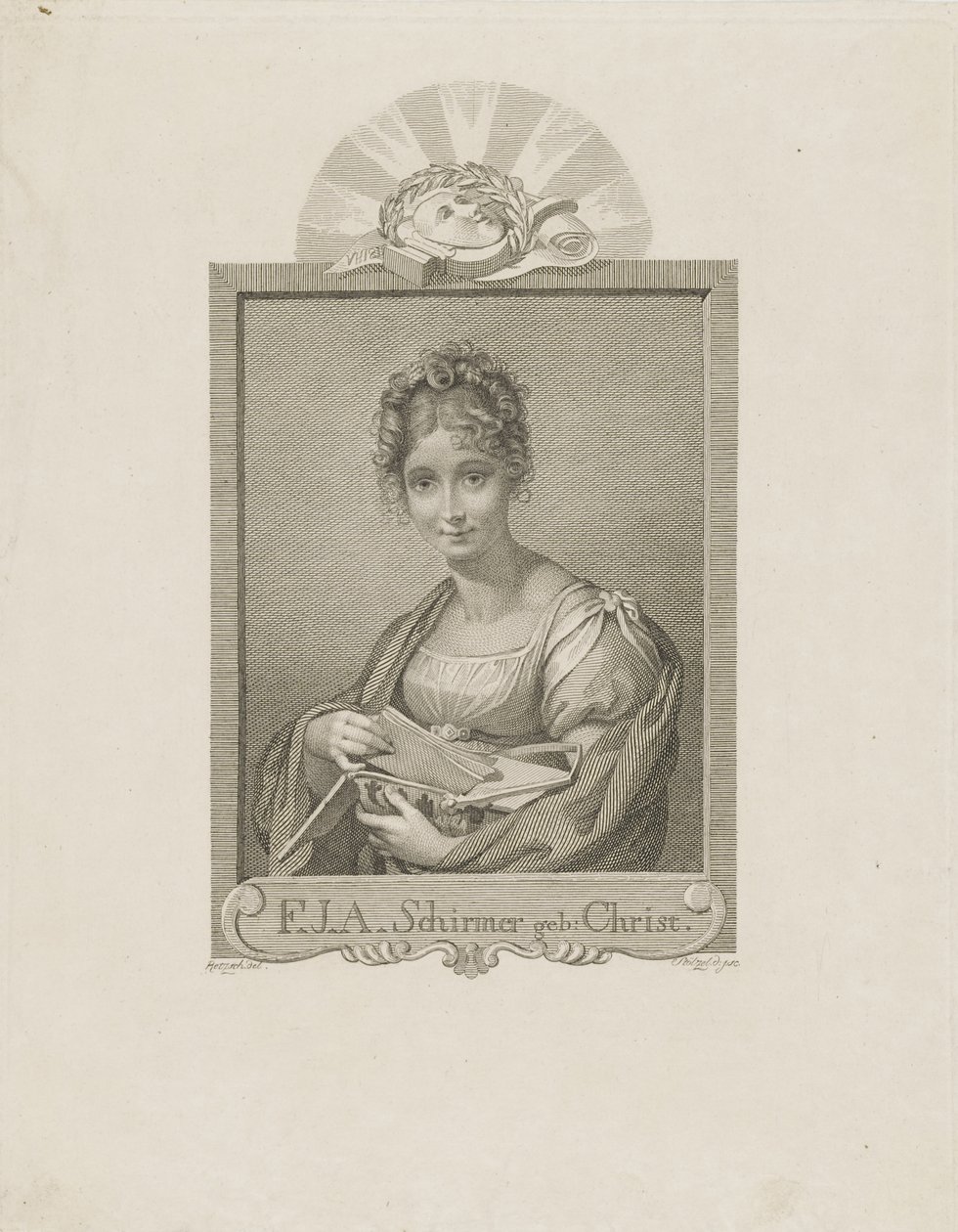 Retrato da atriz Friederike Schirmer, née Cristo 1785-1833, c. 1830 de Moritz Retzsch