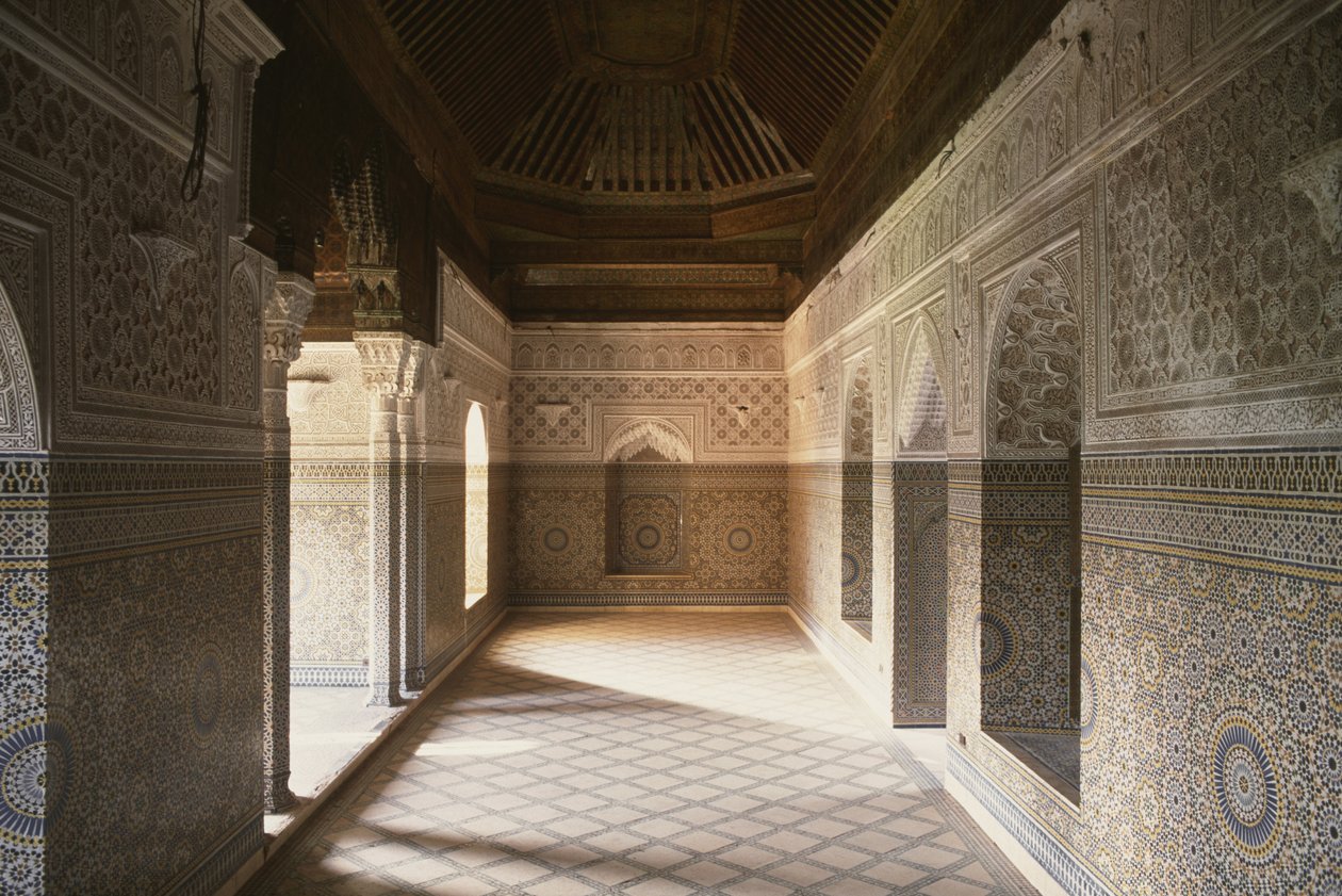 Vista interior do Kasbah de Thamiel glaoui de Moroccan School