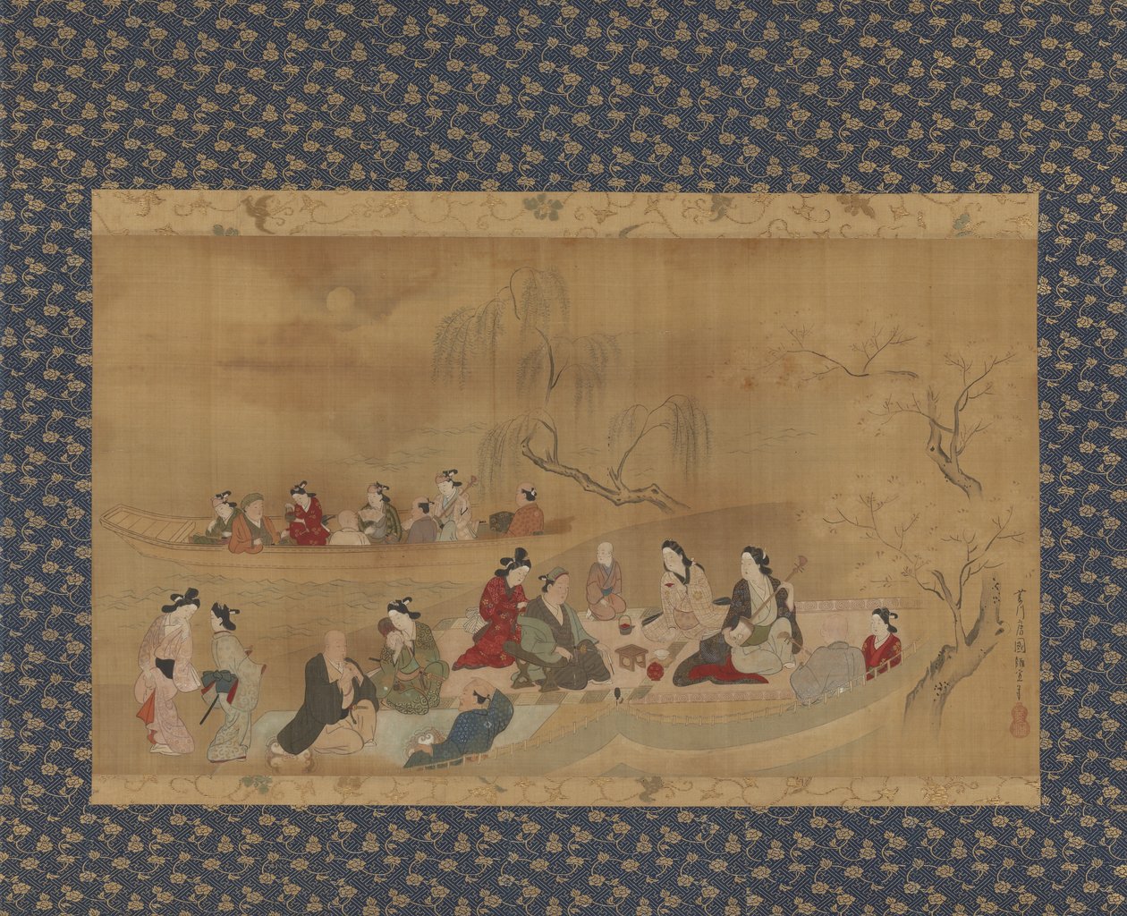 Um piquenique de Moronobu Hishikawa