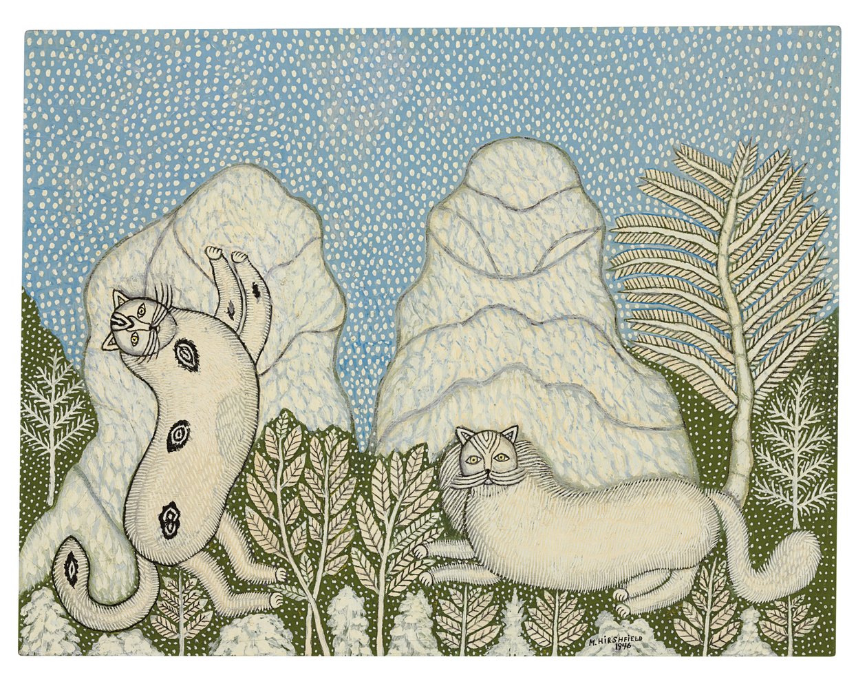 Os gatos na neve de Morris Hirshfield