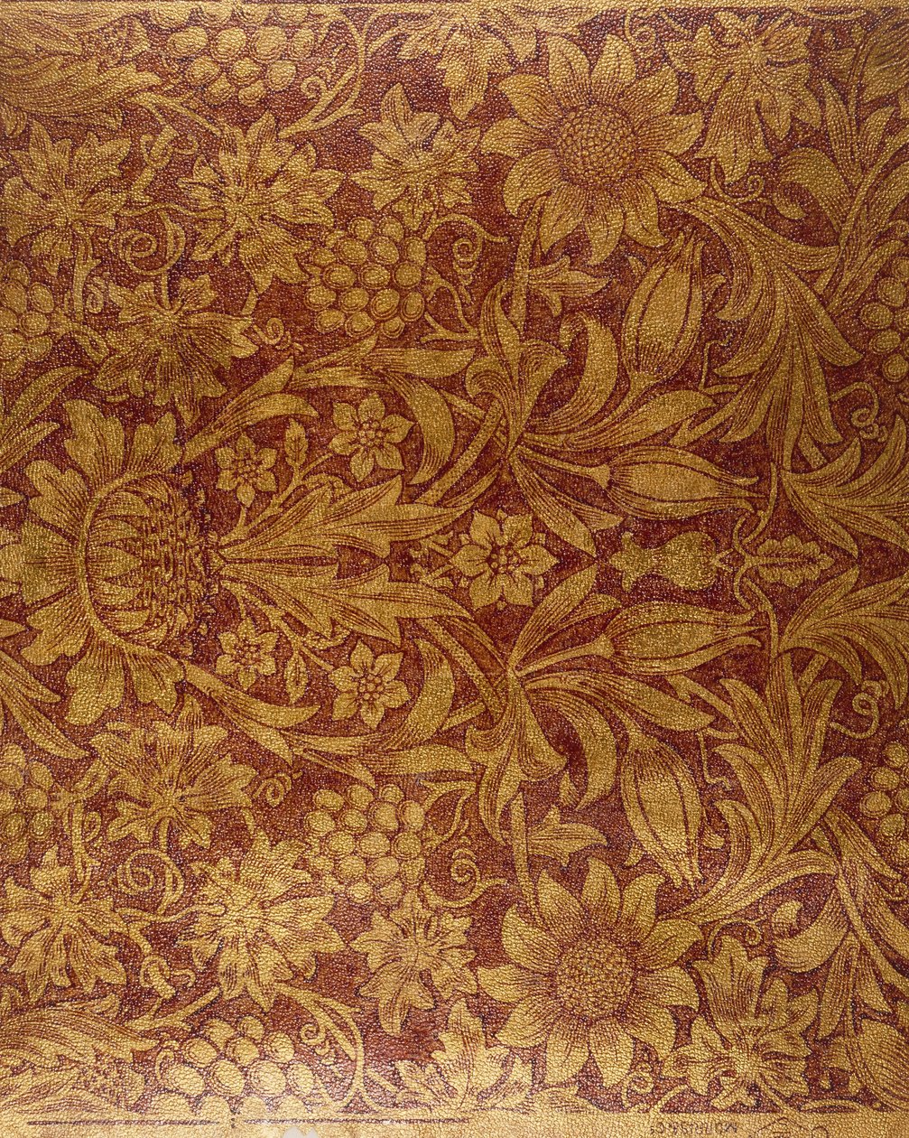 Papel de parede "Sunflower" (papel impresso, dourado e lacado) de Morris and Company